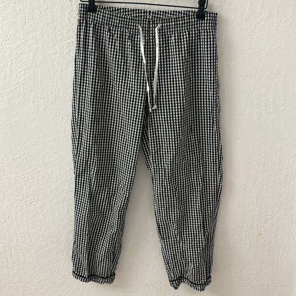 Love by GAP Gingham Black White Check Straight Leg Baggy Pull On Lounge Pants S - Picture 2 of 6